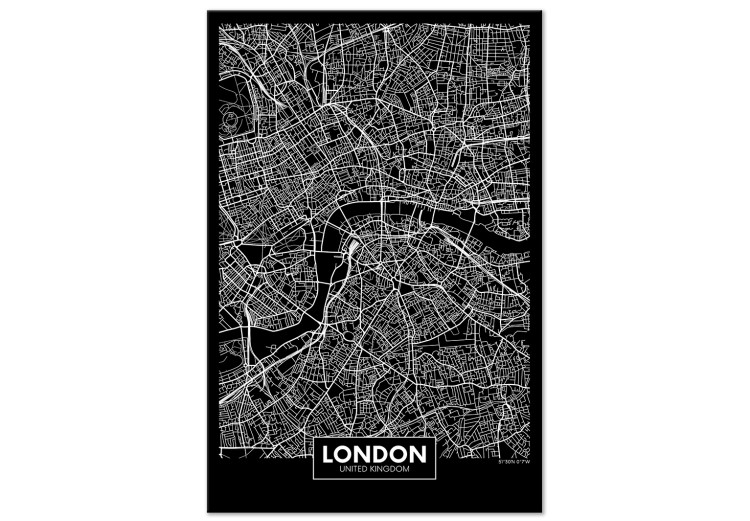 Canvas Dark Map of London (1 Part) Vertical 118092