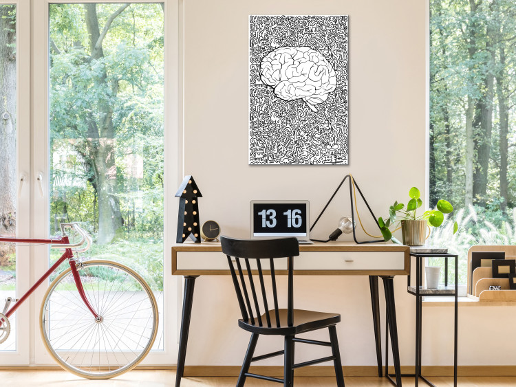 Canvas Anatomical brain contours - abstract, black drawings on background 127892 additionalImage 3