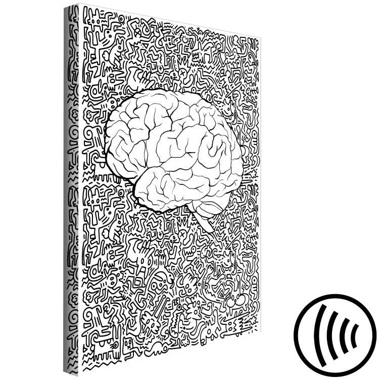 Canvas Anatomical brain contours - abstract, black drawings on background 127892 additionalImage 6
