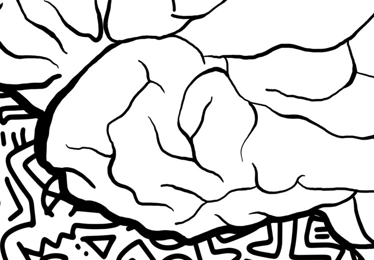 Canvas Anatomical brain contours - abstract, black drawings on background 127892 additionalImage 5