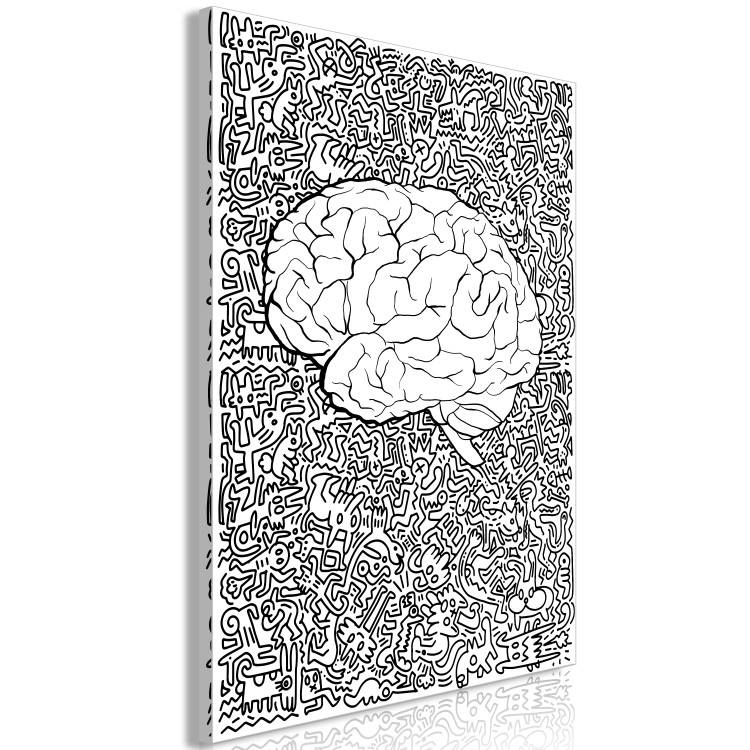 Canvas Anatomical brain contours - abstract, black drawings on background 127892 additionalImage 2