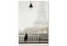 Canvas View of Paris - photo with woman on bridge and Eiffel Tower in offset 132292