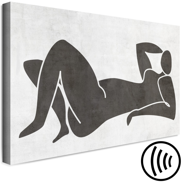 Canvas Lying woman - black and white graphic in scandi boho style 134192 additionalImage 6