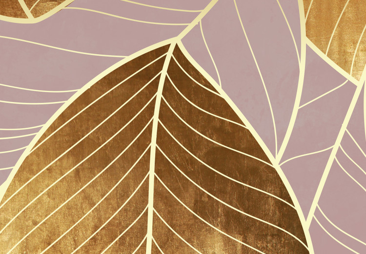 Canvas Violet Golden Pattern with leaves - Glamor style botanical theme 135692 additionalImage 4
