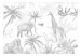 Wall Mural Tropical Safari - Wild Animals in Grays on a White Background 146592 additionalThumb 1
