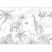 Wall Mural Tropical Safari - Wild Animals in Grays on a White Background 146592 additionalThumb 3