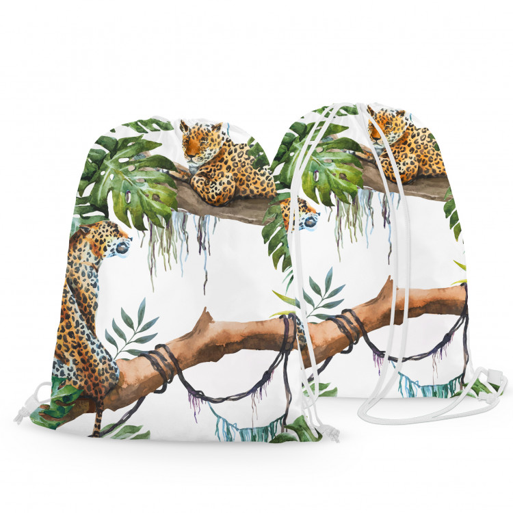 Backpack Cheetahs on branches - tropical theme, watercolour-like theme on white 147392 additionalImage 3