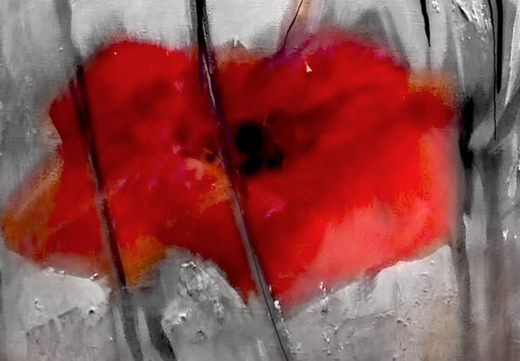 Canvas Nature in Art (5-part) - Painted Red Poppies on Gray Background 114503 additionalImage 4