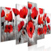 Canvas Nature in Art (5-part) - Painted Red Poppies on Gray Background 114503 additionalThumb 2