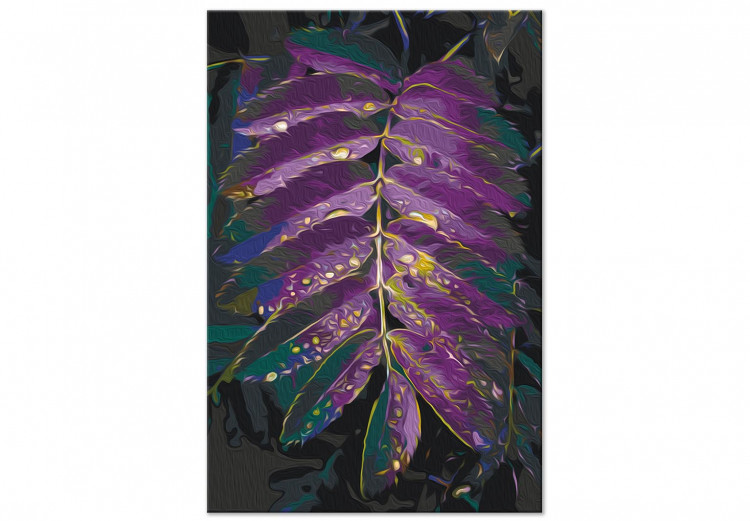 Paint by Number Kit Jungle Vegetation - Large Purple Leaf With Raindrops 146203 additionalImage 4