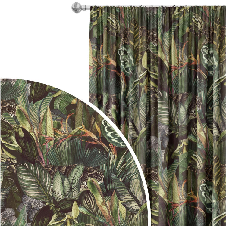 Decorative Curtain Tigers among leaves - a composition inspired by the tropical jungle 147203