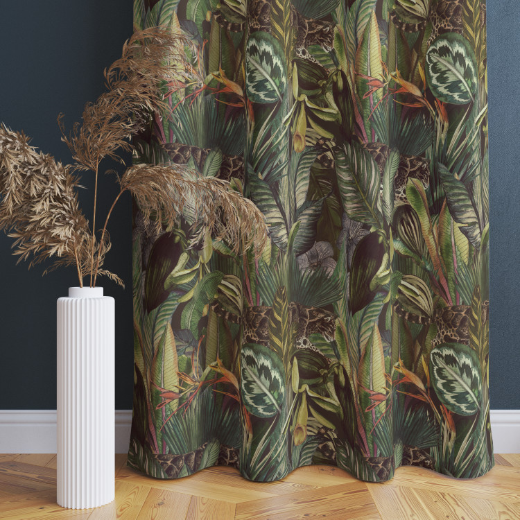 Decorative Curtain Tigers among leaves - a composition inspired by the tropical jungle 147203 additionalImage 4