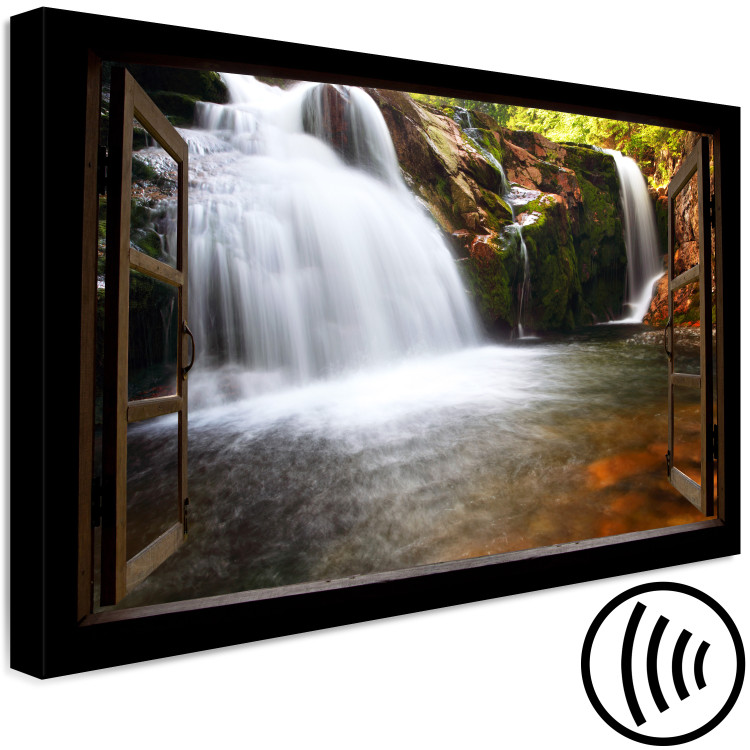 Canvas Waterfall seen through an open window - mountain landscape 125013 additionalImage 6