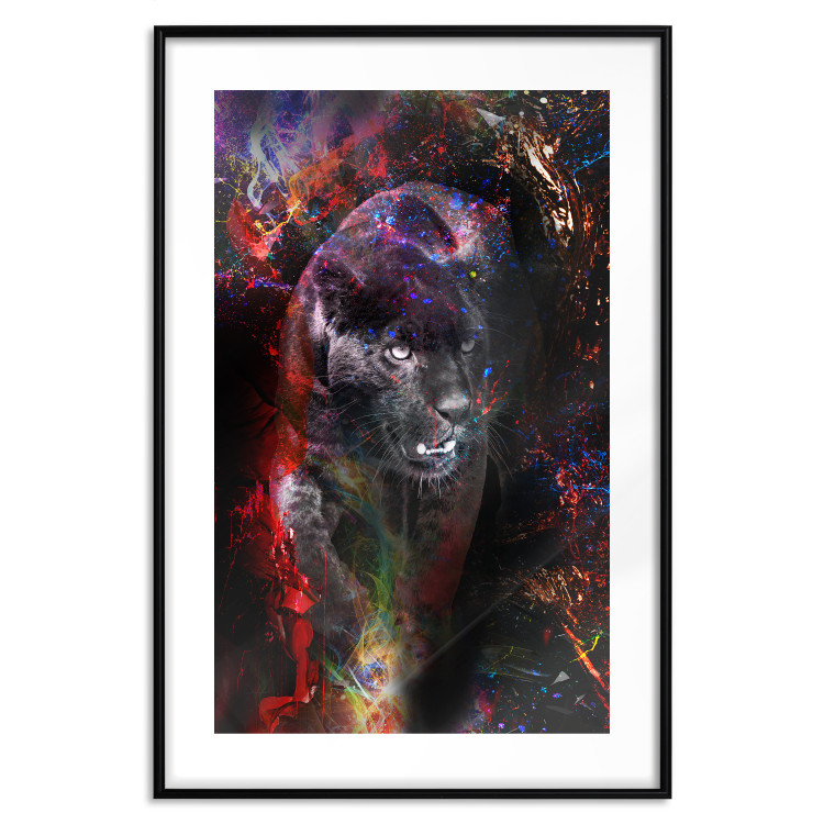Poster Black Jaguar - animal among abstract colors on a dark background 131813 additionalImage 15
