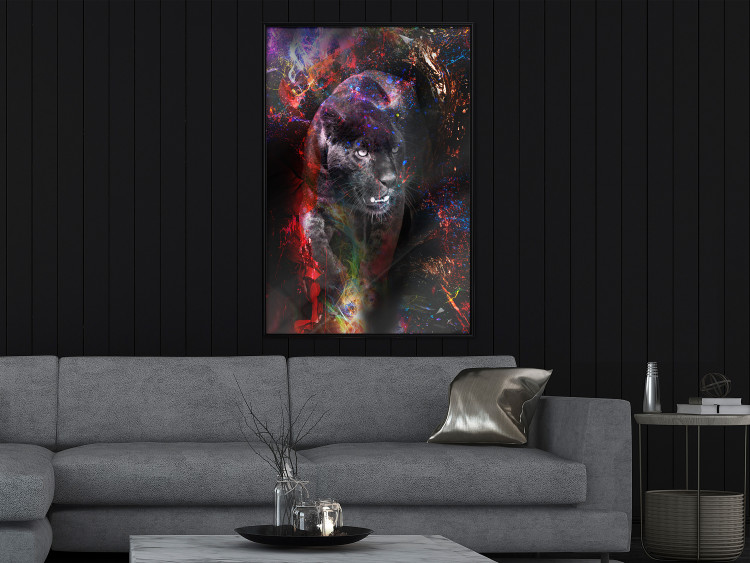 Poster Black Jaguar - animal among abstract colors on a dark background 131813 additionalImage 4
