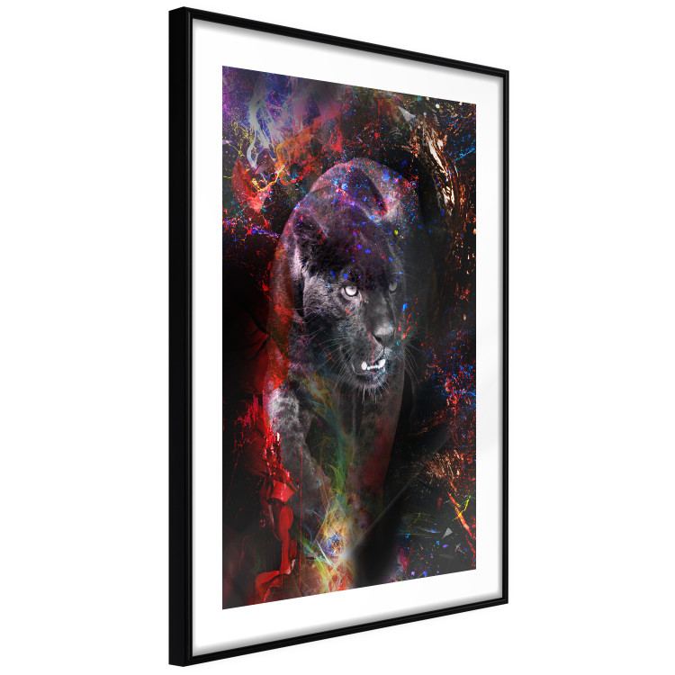 Poster Black Jaguar - animal among abstract colors on a dark background 131813 additionalImage 6