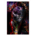 Poster Black Jaguar - animal among abstract colors on a dark background 131813