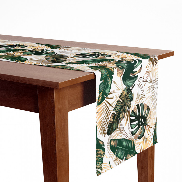 Table Runner Elegance of leaves - composition in shades of green and gold 147313 additionalImage 5