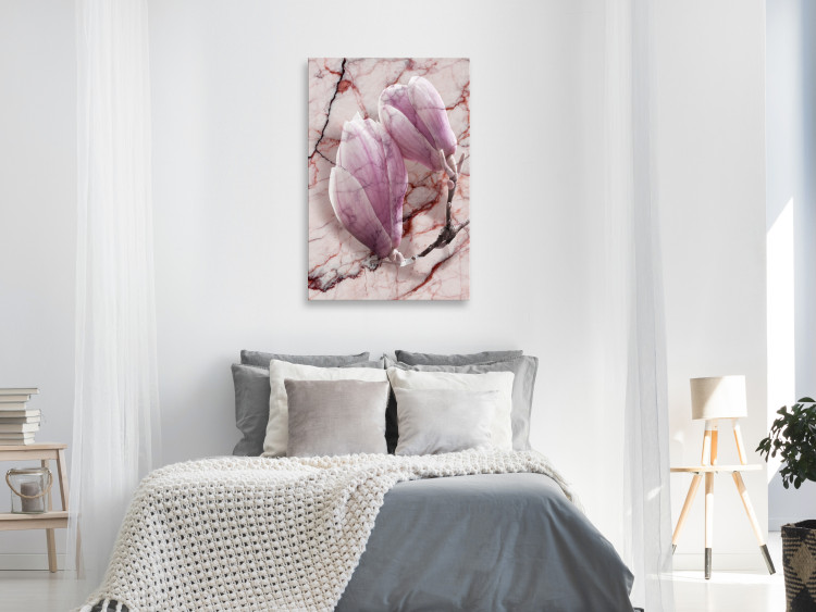 Canvas The subtlety of marble - magnolia flower motif on a marble background 122723 additionalImage 3