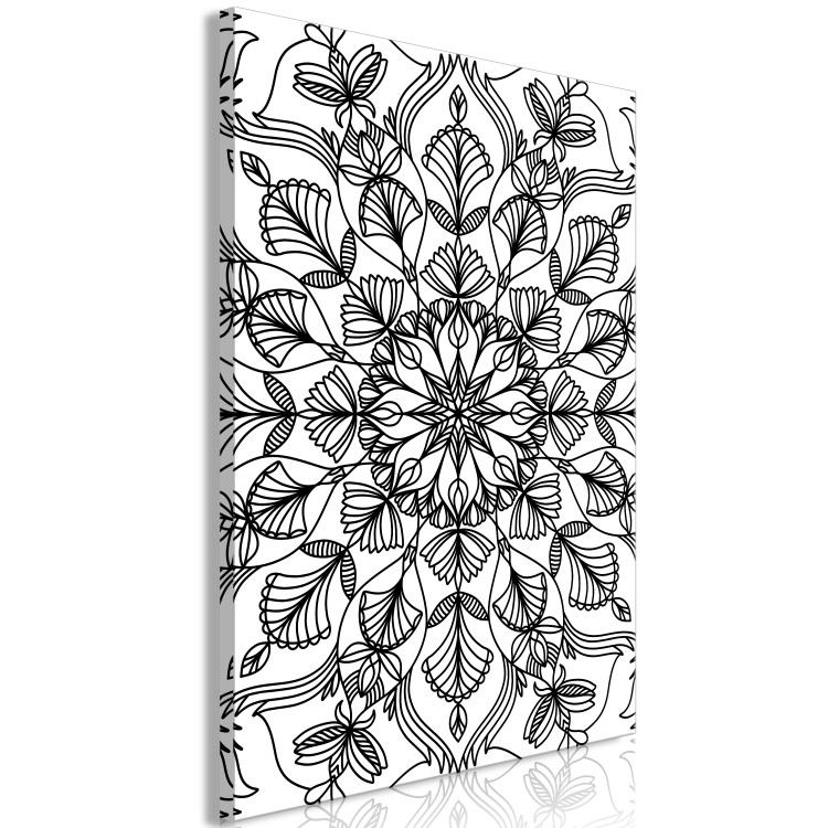 Canvas Mystical mandala - a minimalistic black motif on a white background 124423 additionalImage 2