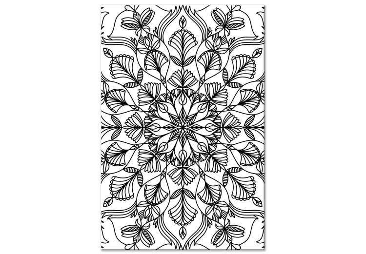 Canvas Mystical mandala - a minimalistic black motif on a white background 124423