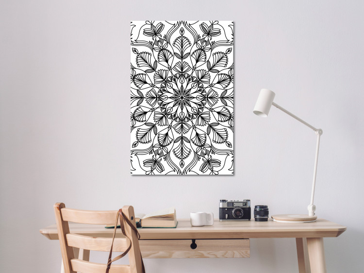 Canvas Mystical mandala - a minimalistic black motif on a white background 124423 additionalImage 3