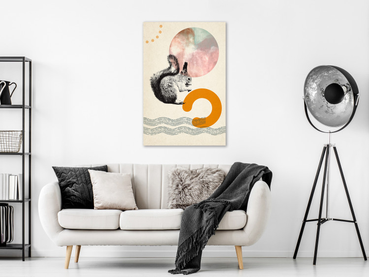 Canvas Black-white squirrel - abstraction with squirrel and colourful figures 131623 additionalImage 3