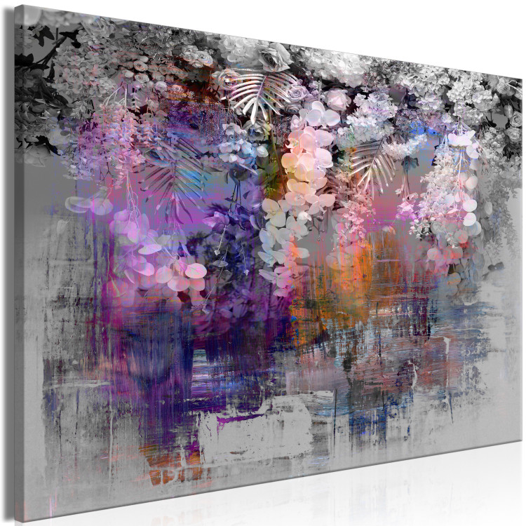 Canvas Modern garden - composition with flowers and abstract pattern 135823 additionalImage 2