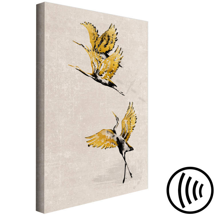 Canvas Golden cranes - a stylized japanese-style composition in beige 136523 additionalImage 6