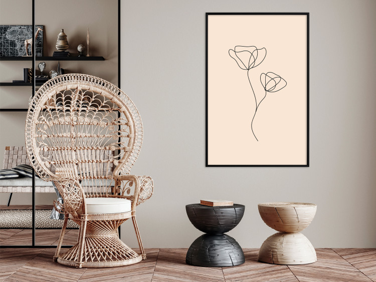 Poster Linear Flower - Delicate Minimalist Composition on a Beige Background 146323 additionalImage 12