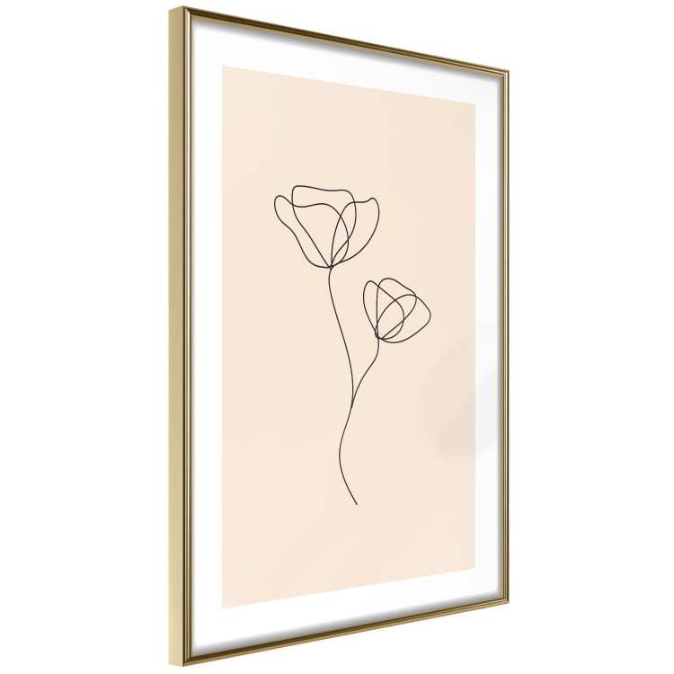Poster Linear Flower - Delicate Minimalist Composition on a Beige Background 146323 additionalImage 2