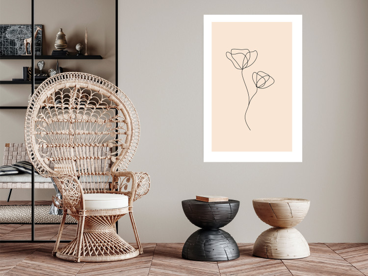 Poster Linear Flower - Delicate Minimalist Composition on a Beige Background 146323 additionalImage 9