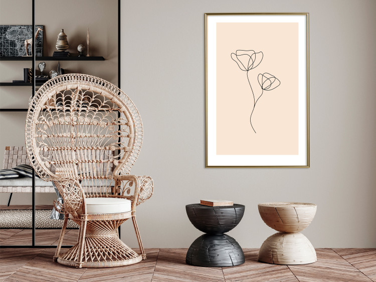 Poster Linear Flower - Delicate Minimalist Composition on a Beige Background 146323 additionalImage 11
