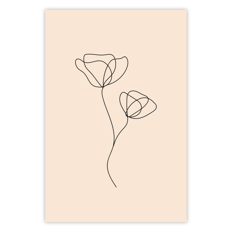 Poster Linear Flower - Delicate Minimalist Composition on a Beige Background 146323