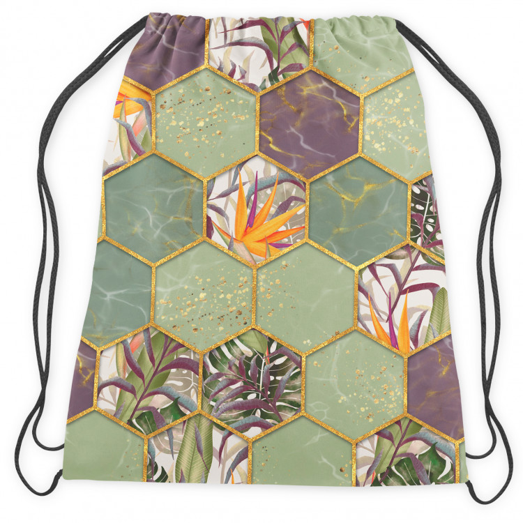 Backpack Covered shrubs - multicoloured pattern with hexagonal composition 147623 additionalImage 2