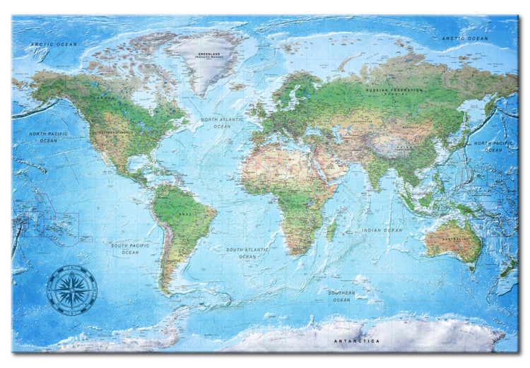 Canvas Journey with a Compass (1-part) - Classic Blue World Map 95923