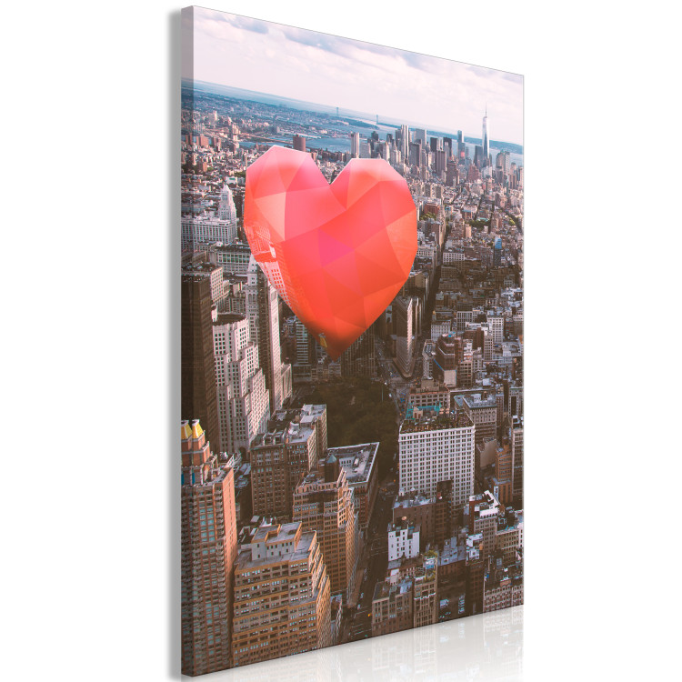 Canvas City rythm - a red heart against the background of a large city 120433 additionalImage 2