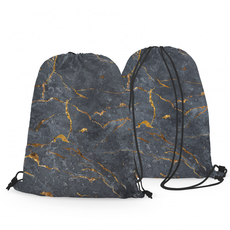 Backpack Cracked magma - graphite imitation stone pattern with golden streaks 147433 additionalImage 3