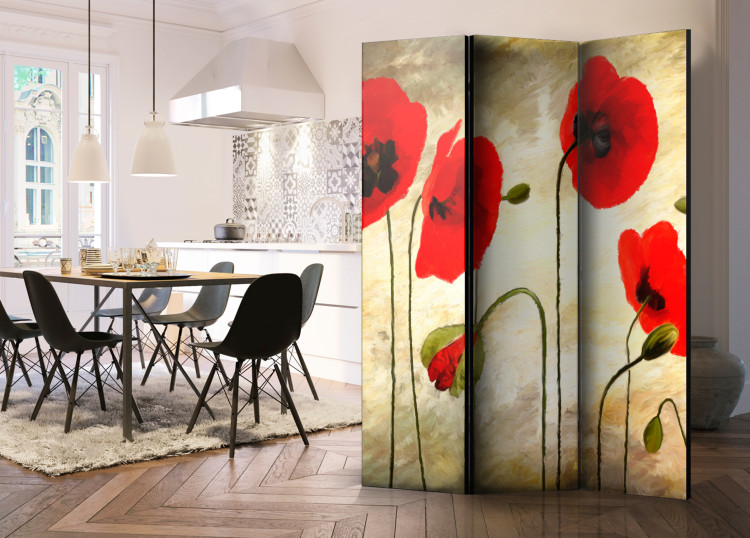 Room Divider Golden Poppy Field - romantic red flowers in an artistic motif 95533 additionalImage 2