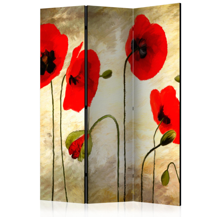 Room Divider Golden Poppy Field - romantic red flowers in an artistic motif 95533