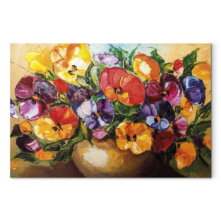 Canvas Painted Nature (1-part) - Artistic Vase with Flower Bouquet 95933