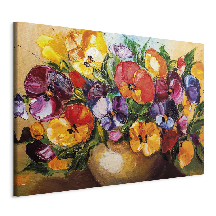 Canvas Painted Nature (1-part) - Artistic Vase with Flower Bouquet 95933 additionalImage 2