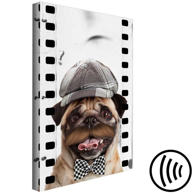 Canvas Dog with a mustache, bow tie and a cap - dog artwork, vintage style 116343 additionalImage 6