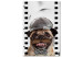Canvas Dog with a mustache, bow tie and a cap - dog artwork, vintage style 116343
