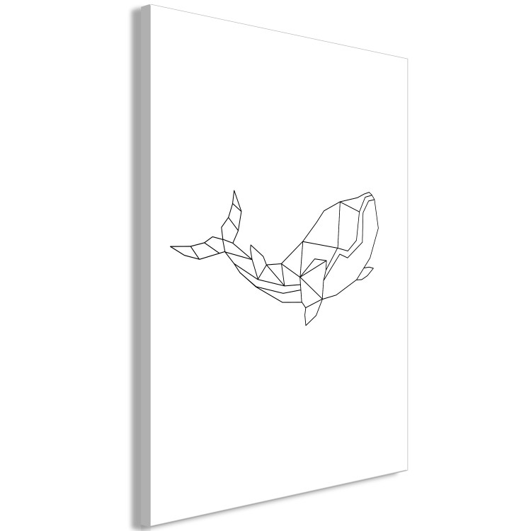 Canvas Black flowing whale contours - white, minimalistic abstraction 128043 additionalImage 2