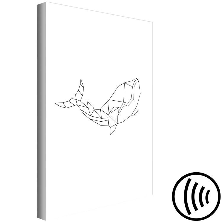 Canvas Black flowing whale contours - white, minimalistic abstraction 128043 additionalImage 6