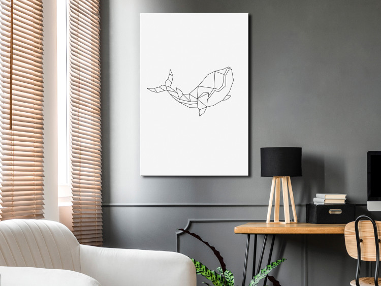 Canvas Black flowing whale contours - white, minimalistic abstraction 128043 additionalImage 3