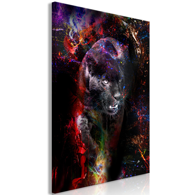 Canvas Black Jaguar (1-piece) Vertical - abstract colorful animal 131643 additionalImage 2