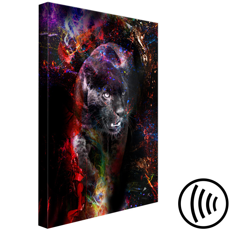 Canvas Black Jaguar (1-piece) Vertical - abstract colorful animal 131643 additionalImage 6
