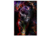 Canvas Black Jaguar (1-piece) Vertical - abstract colorful animal 131643